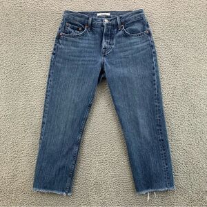 GRLFRND Tatum Cropped Straight Leg Frayed Raw Hem Button Fly Women's -  Size: 24